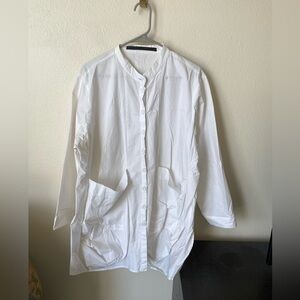 Kedem Sasson Women’s White Button Down Shirt Oversized   Lagenlook Size S